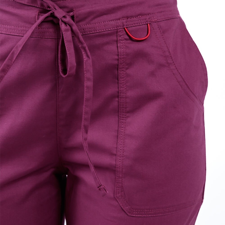 Pantaloni medicali Lotus Flex, stretch, cu elastic si snur, wine, CVC-SP2 - imagine 5