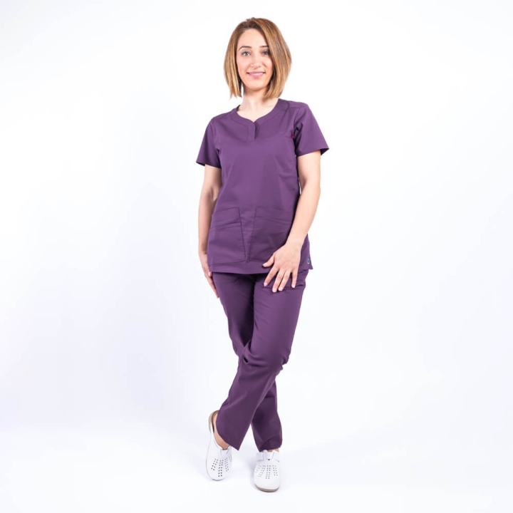 Costum medical Lotus Flex, stretch, visiniu, CVC-NP3 CVC-SP2 - imagine 3