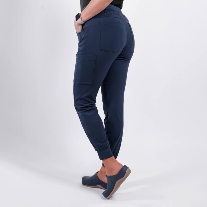 Pantaloni medicali Lotus Flex, stretch, cu snur, bleumarin, TS-SP4 - imagine 2