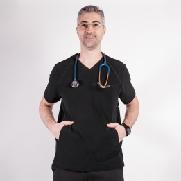 Bluza medicala Lotus Flex, stretch, negru, TS-NP9