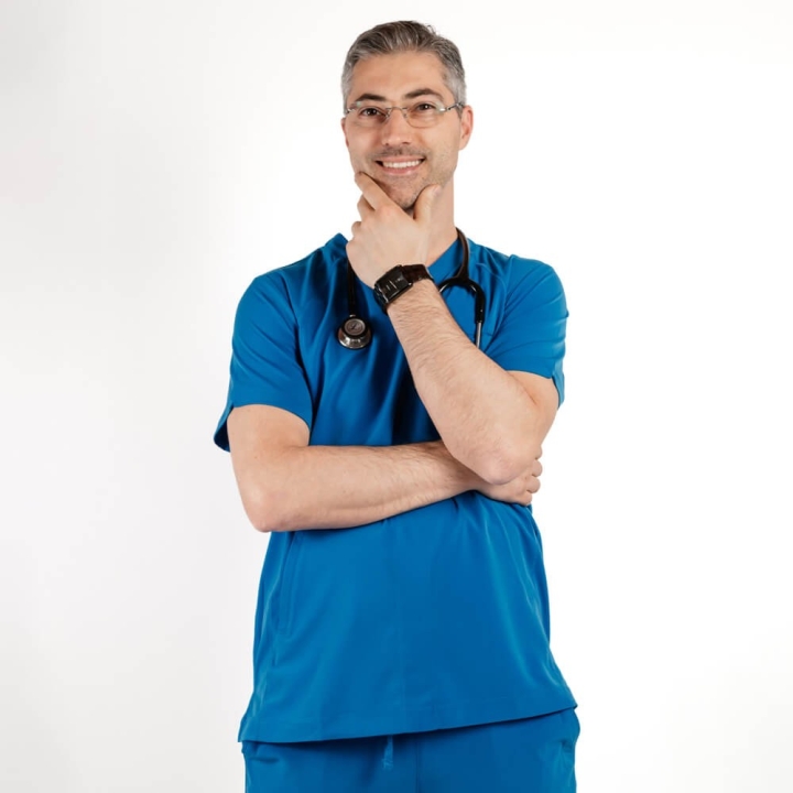 Bluza medicala Lotus Flex, stretch, albastru royal, TS-NP9 - imagine 2