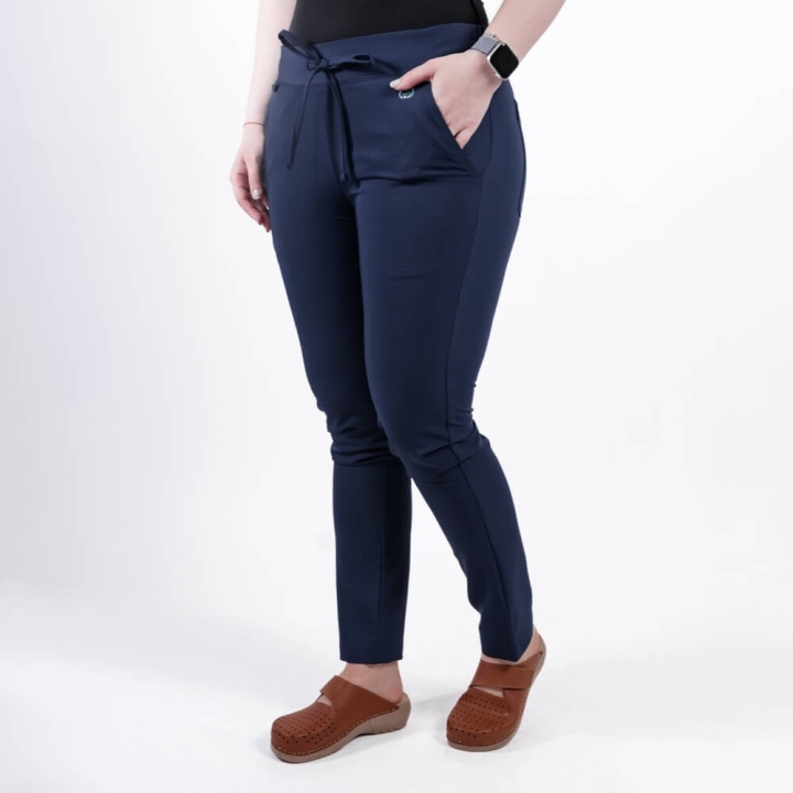Pantaloni medicali Lotus Flex, stretch, cu snur, bleumarin, TRS-SP9 - imagine 1