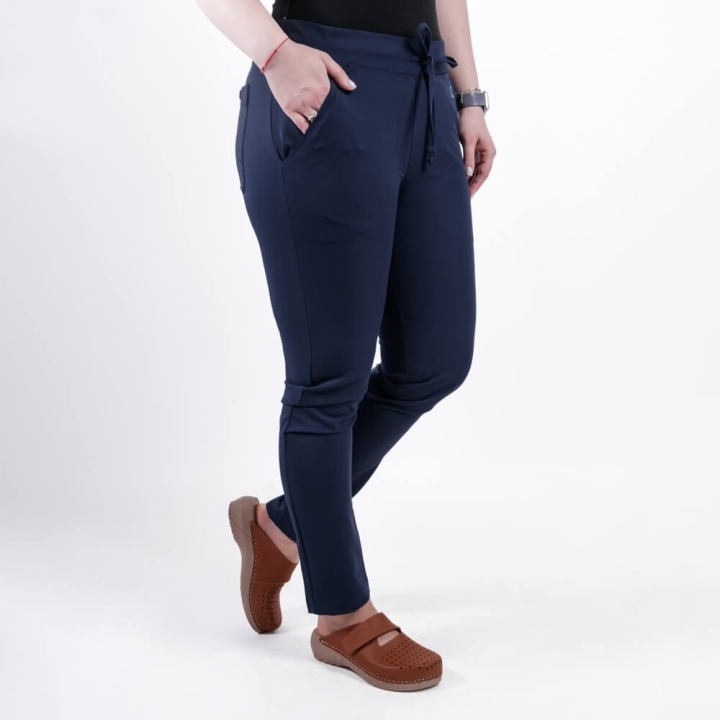 Pantaloni medicali Lotus Flex, stretch, cu snur, bleumarin, TRS-SP9 - imagine 2