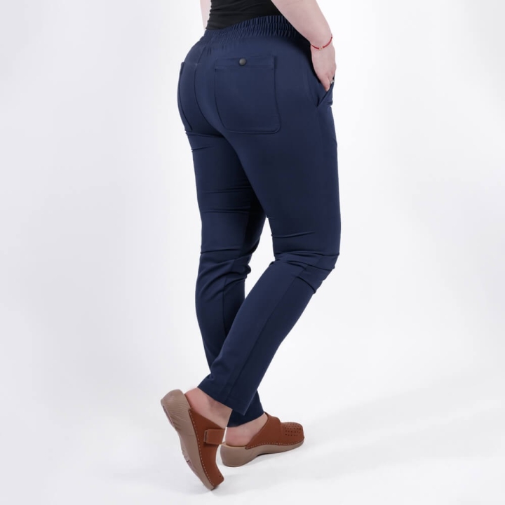 Pantaloni medicali Lotus Flex, stretch, cu snur, bleumarin, TRS-SP9 - imagine 3