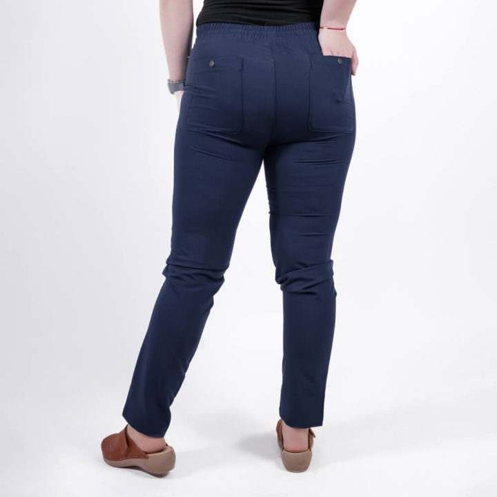 Pantaloni medicali Lotus Flex, stretch, cu snur, bleumarin, TRS-SP9 - imagine 4
