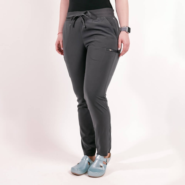 Pantaloni medicali Lotus Flex, stretch, cu snur, gri, TS-SP3 - imagine 3