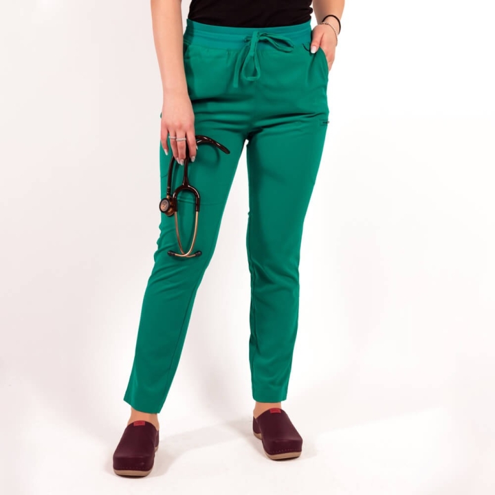 Pantaloni medicali Lotus Flex, stretch, cu snur, turcoaz teal, TS-SP3 - imagine 1