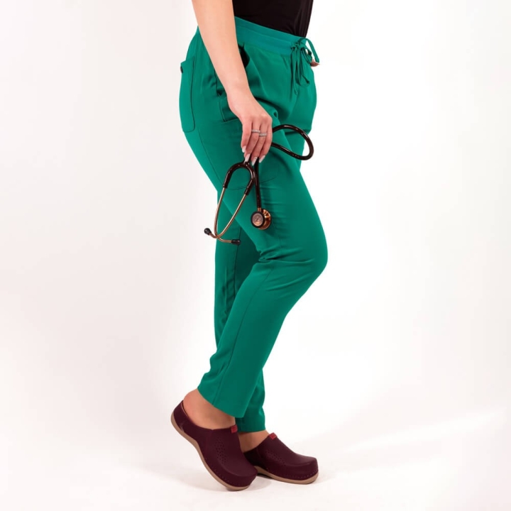 Pantaloni medicali Lotus Flex, stretch, cu snur, turcoaz teal, TS-SP3 - imagine 3