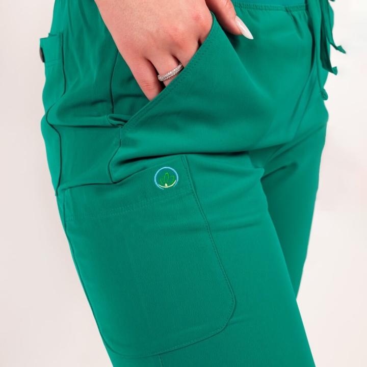 Pantaloni medicali Lotus Flex, stretch, cu snur, turcoaz teal, TS-SP3 - imagine 5