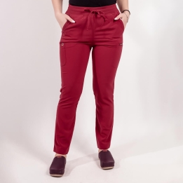 Pantaloni medicali Lotus Flex, stretch, cu snur, visiniu, TS-SP3