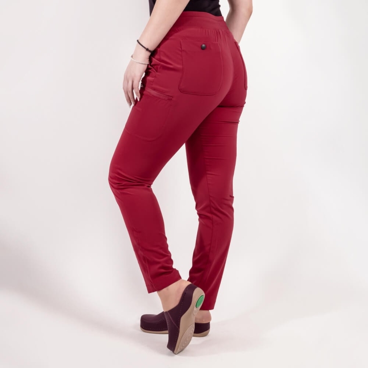 Pantaloni medicali Lotus Flex, stretch, cu snur, visiniu, TS-SP3 - imagine 4