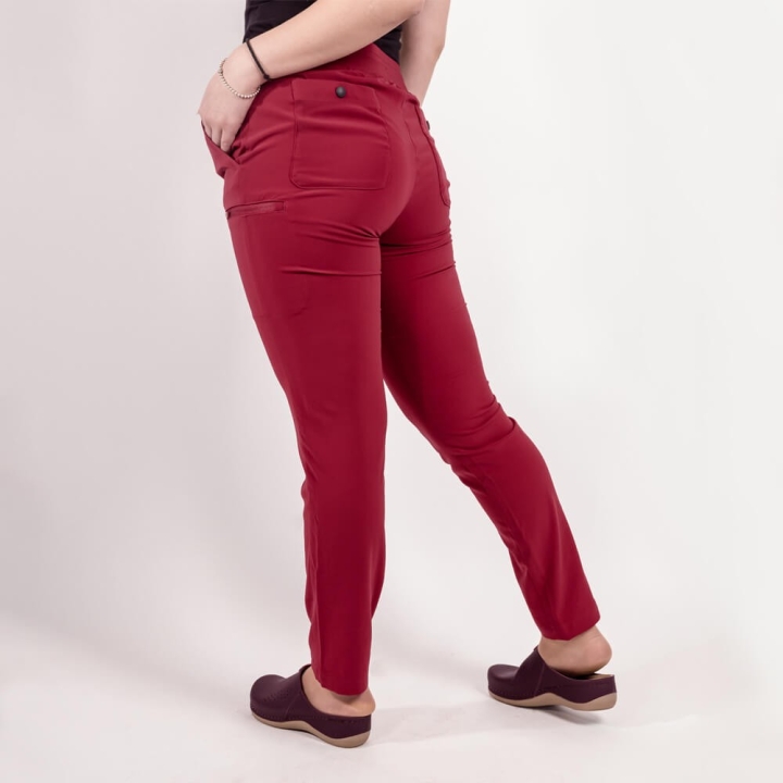 Pantaloni medicali Lotus Flex, stretch, cu snur, visiniu, TS-SP3 - imagine 3