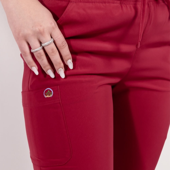 Pantaloni medicali Lotus Flex, stretch, cu snur, visiniu, TS-SP3 - imagine 5