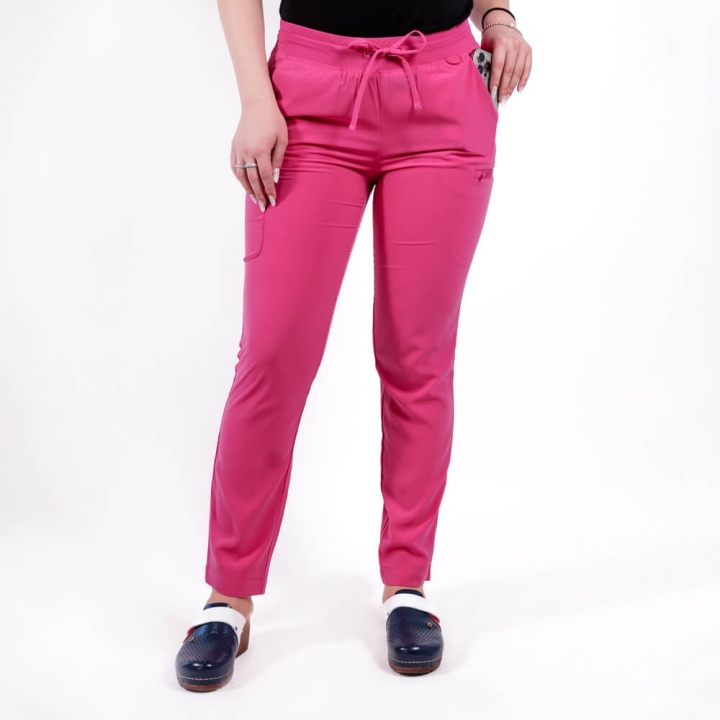 Pantaloni medicali Lotus Flex, stretch, cu snur, fucsia orhidee, TS-SP3 - imagine 1