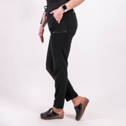 Pantaloni medicali Lotus Flex, stretch, cu snur, negru, TS-SP3