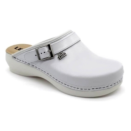 Saboti medicali, unisex, din piele neperforata, alb, Leon PU101