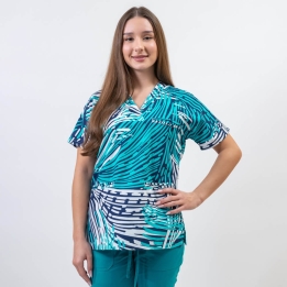 Bluza medicala imprimata Lotus 1, guler in V, Straight Motion