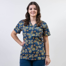 Bluza medicala imprimata Lotus, Tribal Butterfly