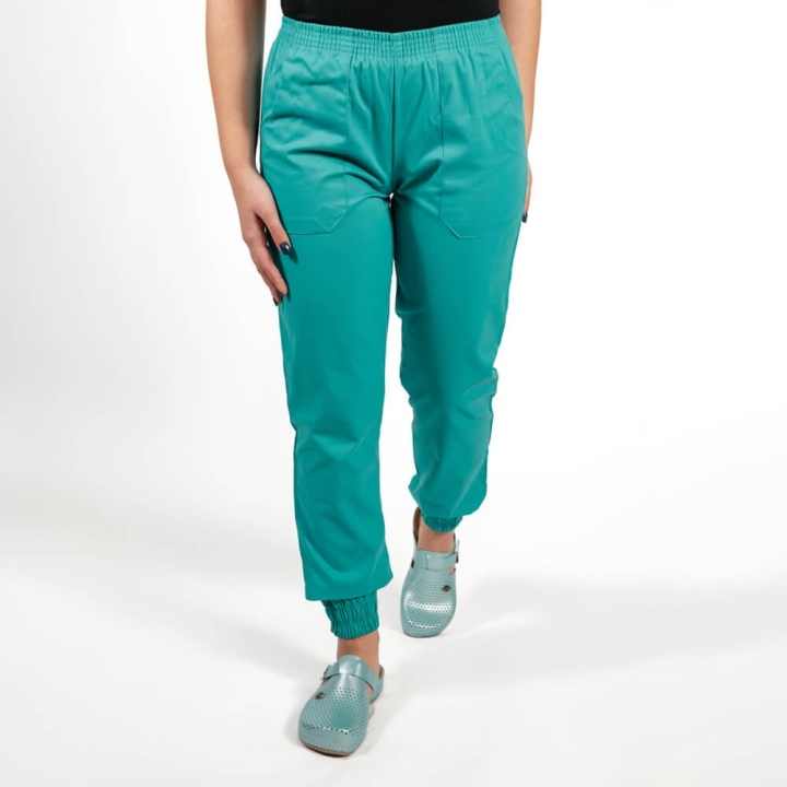 Pantalon unisex Lotus 2, cu elastic in talie si manseta, turcoaz - imagine 2