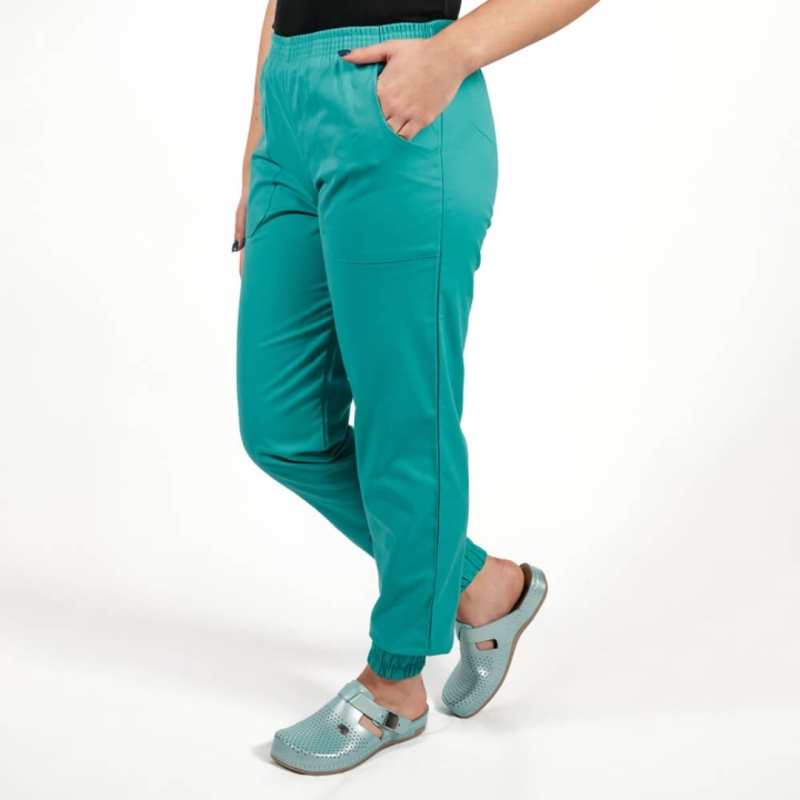Pantalon unisex Lotus 2, cu elastic in talie si manseta, turcoaz - imagine 1