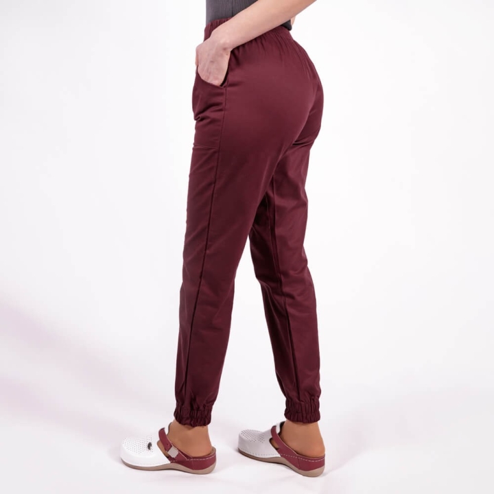 Pantalon unisex Lotus 2, cu elastic in talie si manseta, visiniu - imagine 3