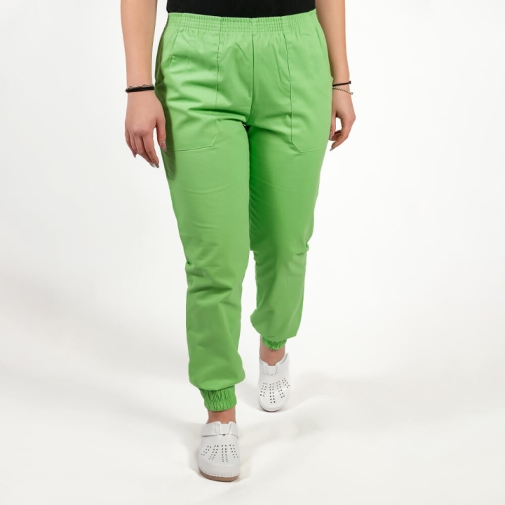 Pantalon unisex Lotus 2, cu elastic in talie si manseta, verde island - imagine 2