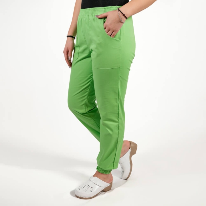 Pantalon unisex Lotus 1, cu elastic in talie si manseta, verde island - imagine 1