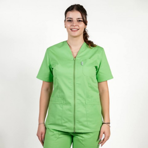 Bluza in V cu fermoar si...