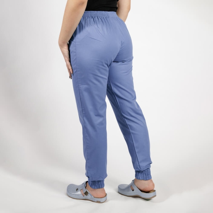 Pantalon unisex Lotus 2, cu elastic in talie si manseta, albastru ciel - imagine 3