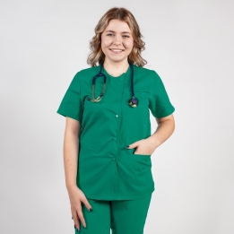 Bluza asimetrica cu capse Lotus 2, verde hunter