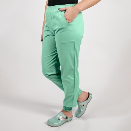 Pantalon unisex Lotus 1, cu elastic in talie si manseta, verde menta