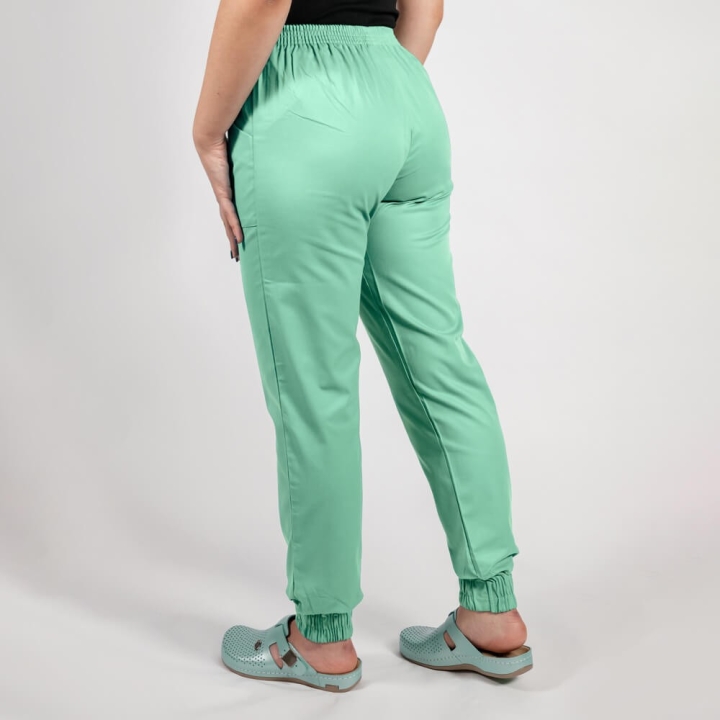 Pantalon unisex Lotus 2, cu elastic in talie si manseta, verde menta - imagine 3