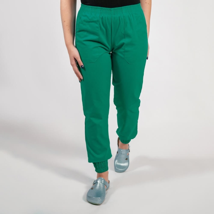Pantalon unisex Lotus 1, cu elastic in talie si manseta, verde hunter - imagine 2
