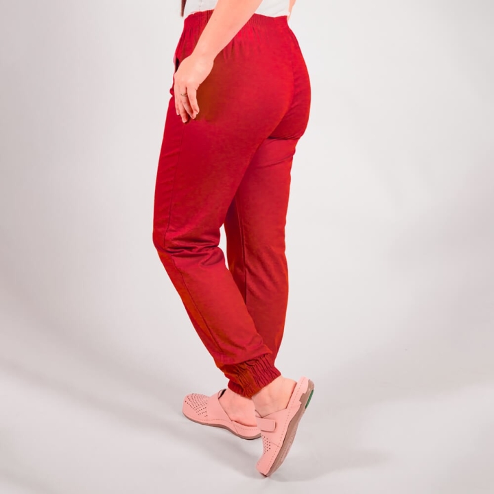 Pantalon unisex Lotus 2, cu elastic in talie si manseta, rosu - imagine 3