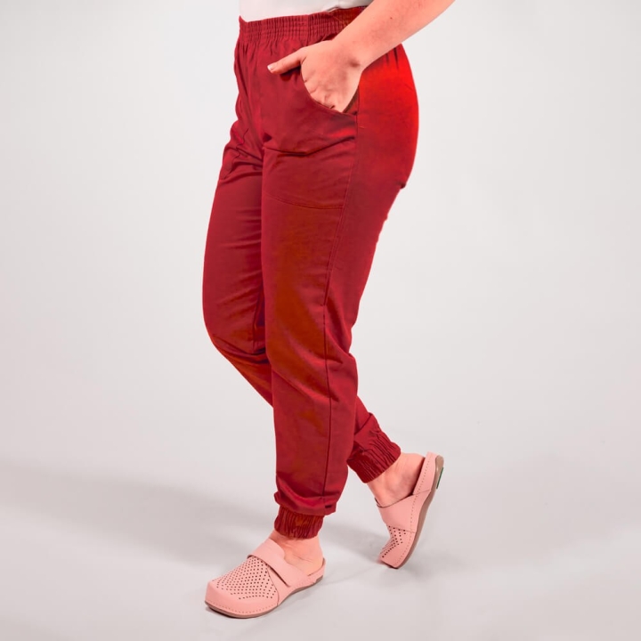 Pantalon unisex Lotus 2, cu elastic in talie si manseta, rosu - imagine 1