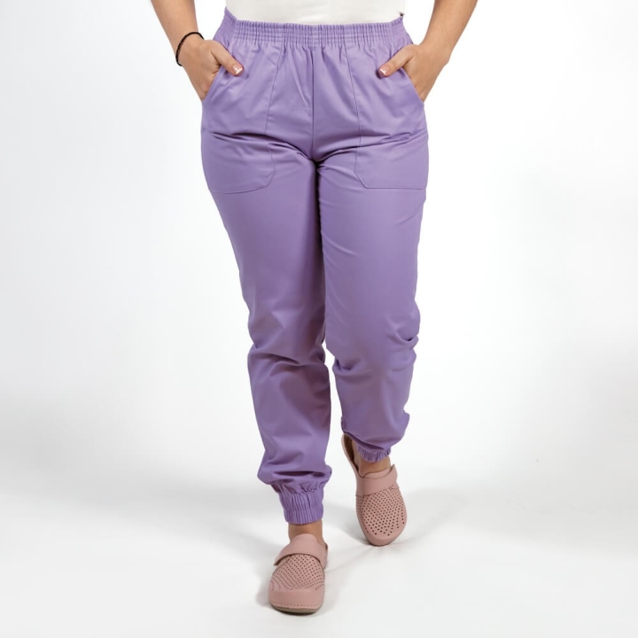 Pantalon unisex Lotus 1, cu elastic in talie si manseta, mov - imagine 2