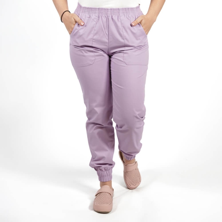 Pantalon unisex Lotus 1, cu elastic in talie si manseta, lila - imagine 2