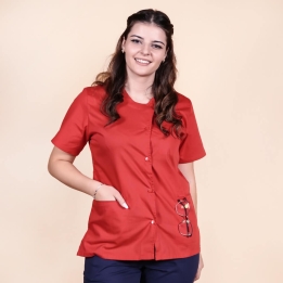 Bluza asimetrica cu capse, Lotus 1, rosu