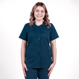 Bluza asimetrica cu capse, Lotus 1, bleumarin