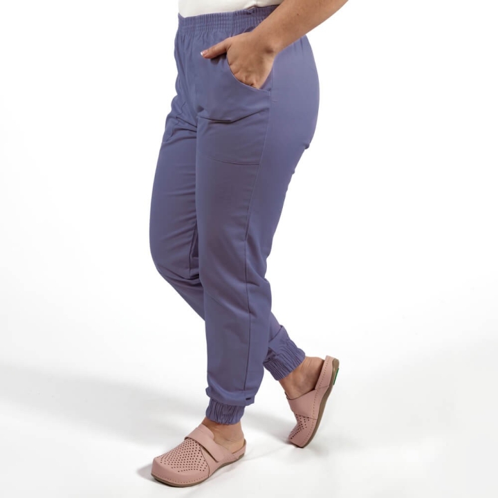 Pantalon unisex Lotus 2, cu elastic in talie si manseta, indigo - imagine 1