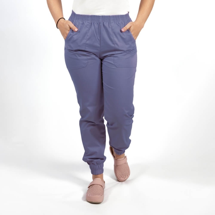 Pantalon unisex Lotus 2, cu elastic in talie si manseta, indigo - imagine 2