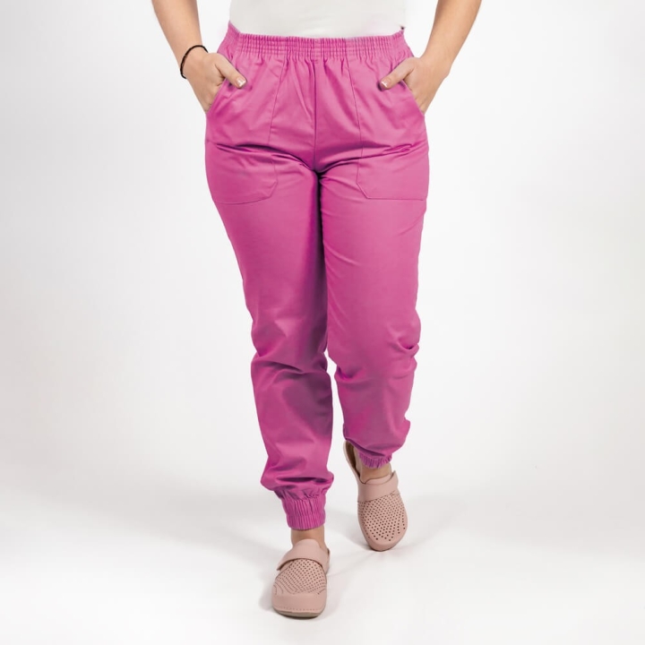 Pantalon unisex Lotus 2, cu elastic in talie si manseta, fucsia - imagine 2