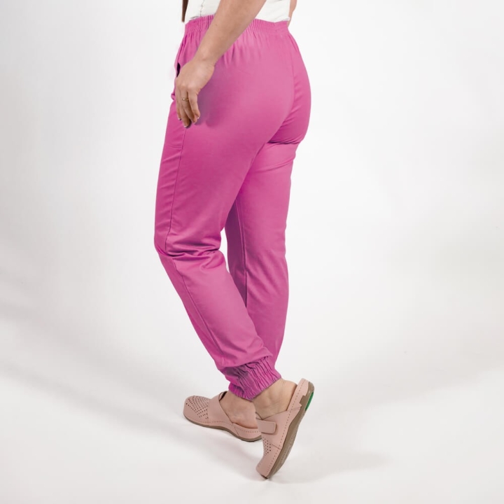 Pantalon unisex Lotus 2, cu elastic in talie si manseta, fucsia - imagine 3