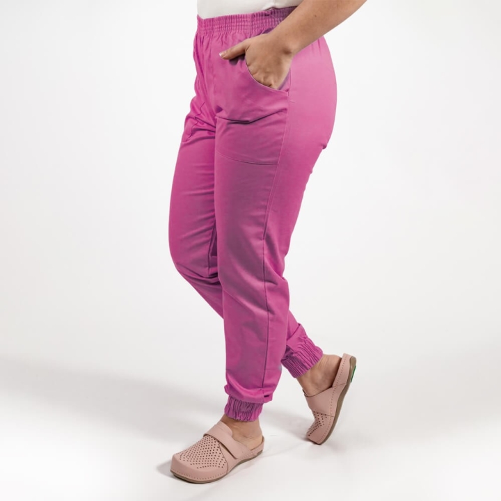 Pantalon unisex Lotus 2, cu elastic in talie si manseta, fucsia - imagine 1