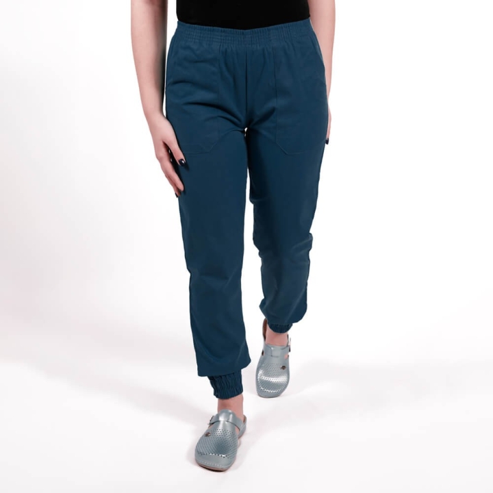 Pantalon unisex Lotus 2, cu elastic in talie si manseta, bleumarin - imagine 2