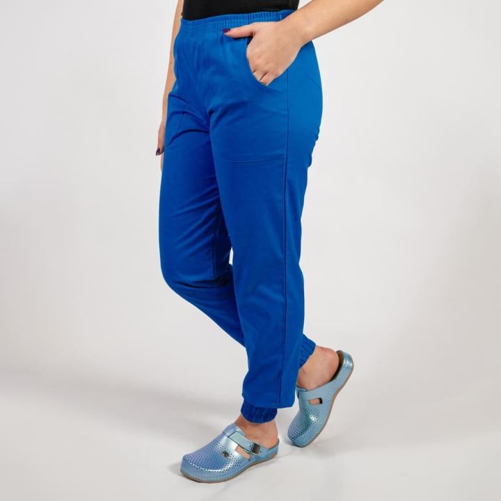 Pantalon unisex Lotus 2, cu elastic in talie si manseta, albastru royal - imagine 1