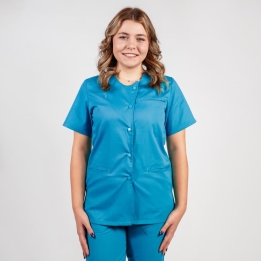 Bluza asimetrica cu capse Lotus 2, albastru deschis