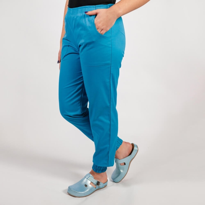 Pantalon unisex Lotus 2, cu elastic in talie si manseta, albastru deschis - imagine 1
