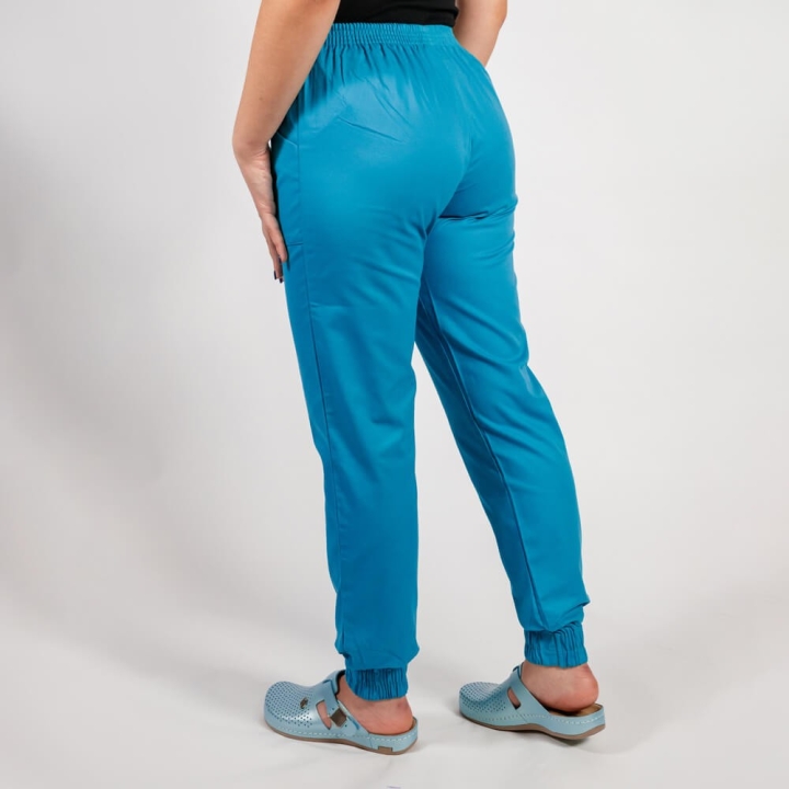 Pantalon unisex Lotus 2, cu elastic in talie si manseta, albastru deschis - imagine 3