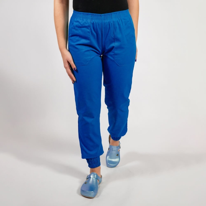 Pantalon unisex Lotus 1, cu elastic in talie si manseta, albastru royal - imagine 2